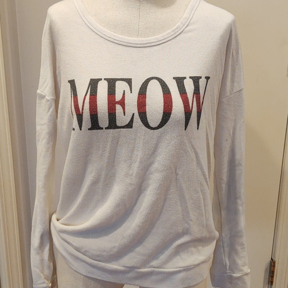 P. J. SALVAGE Meow long sleeve shirt